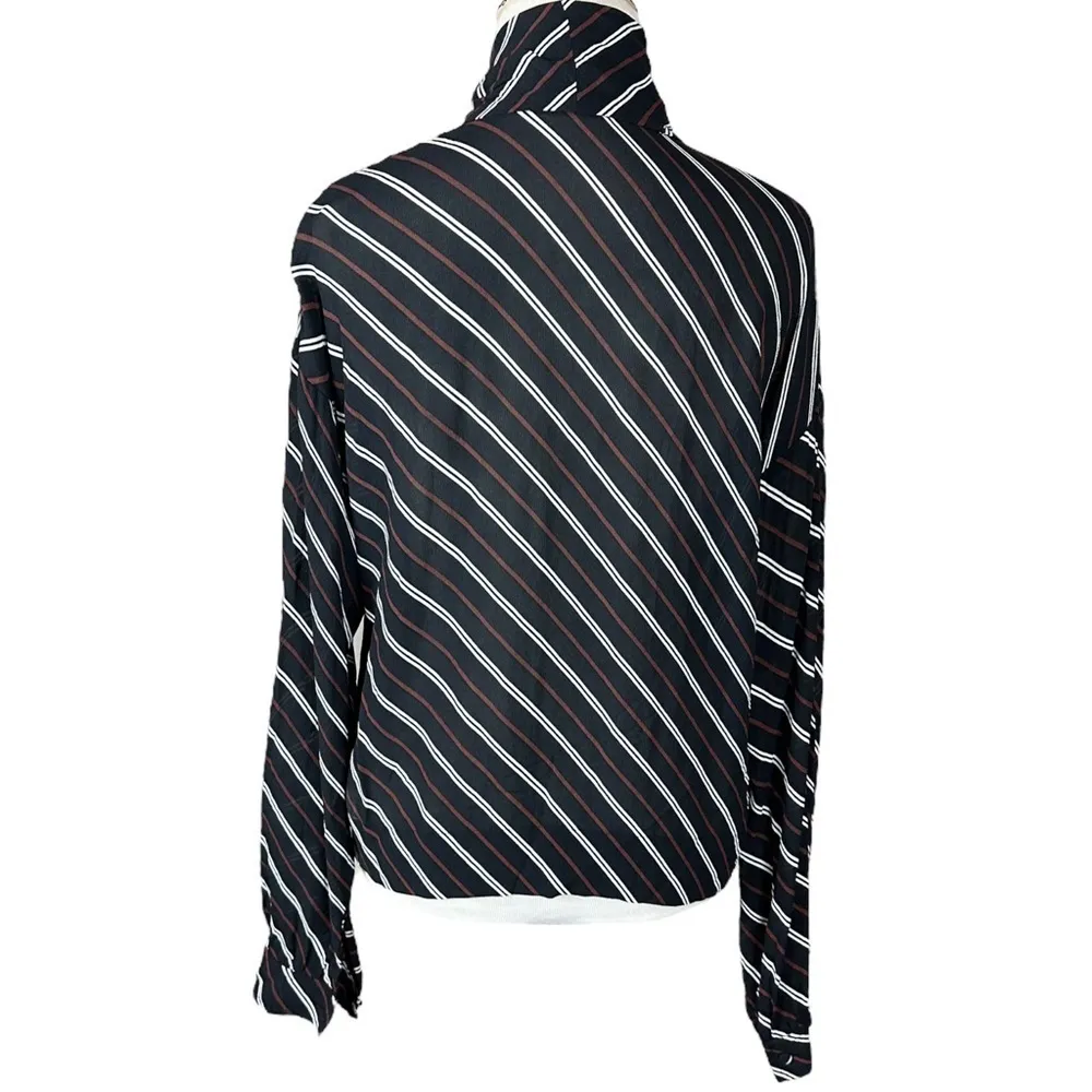 Aritzia Wilfred Perle Sheer Striped Tie Neck Blouse Size XS Viscose Business - Image 11