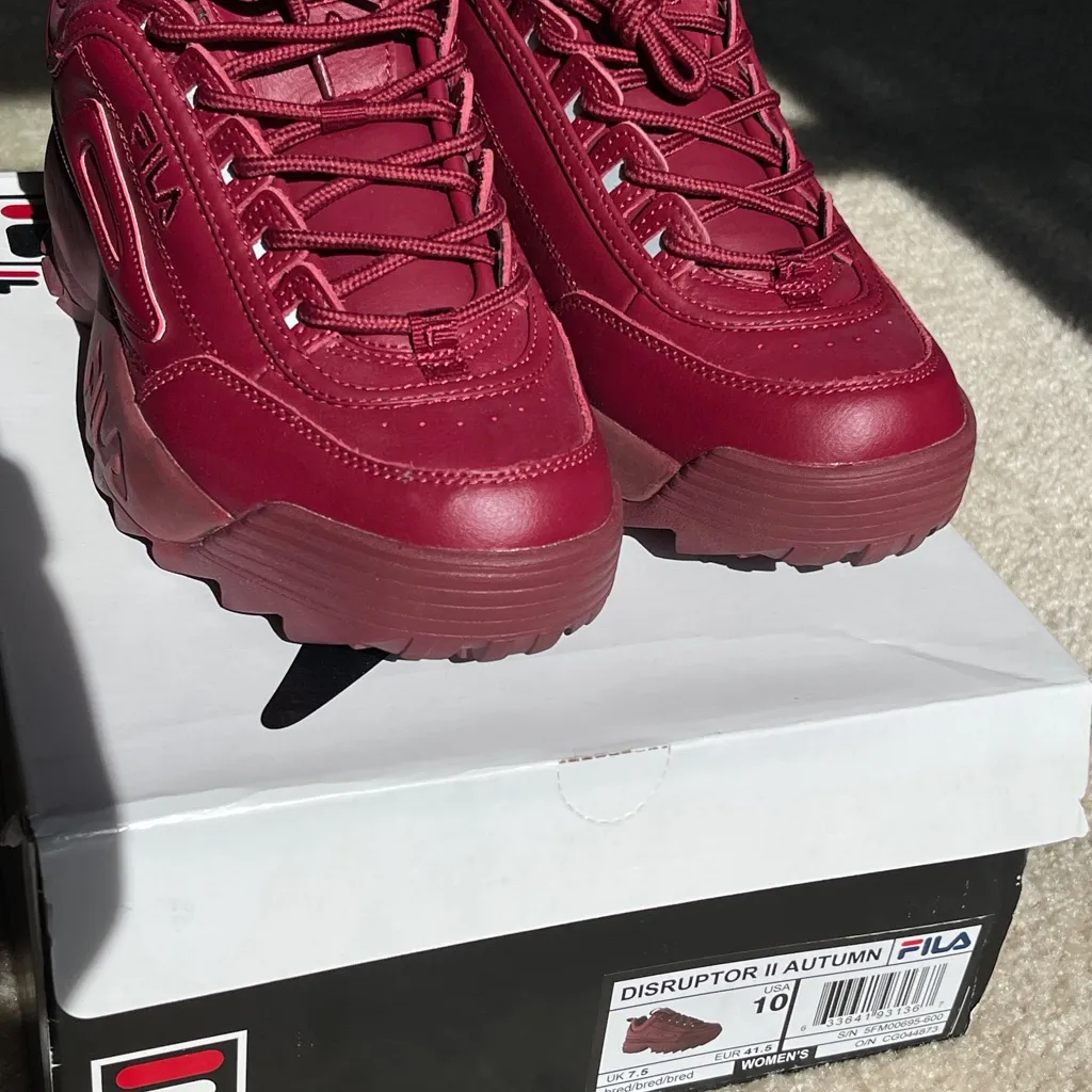 Fila Disruptor II Autumn Burgundy Chunky Sneakers *RARE* - Image 7