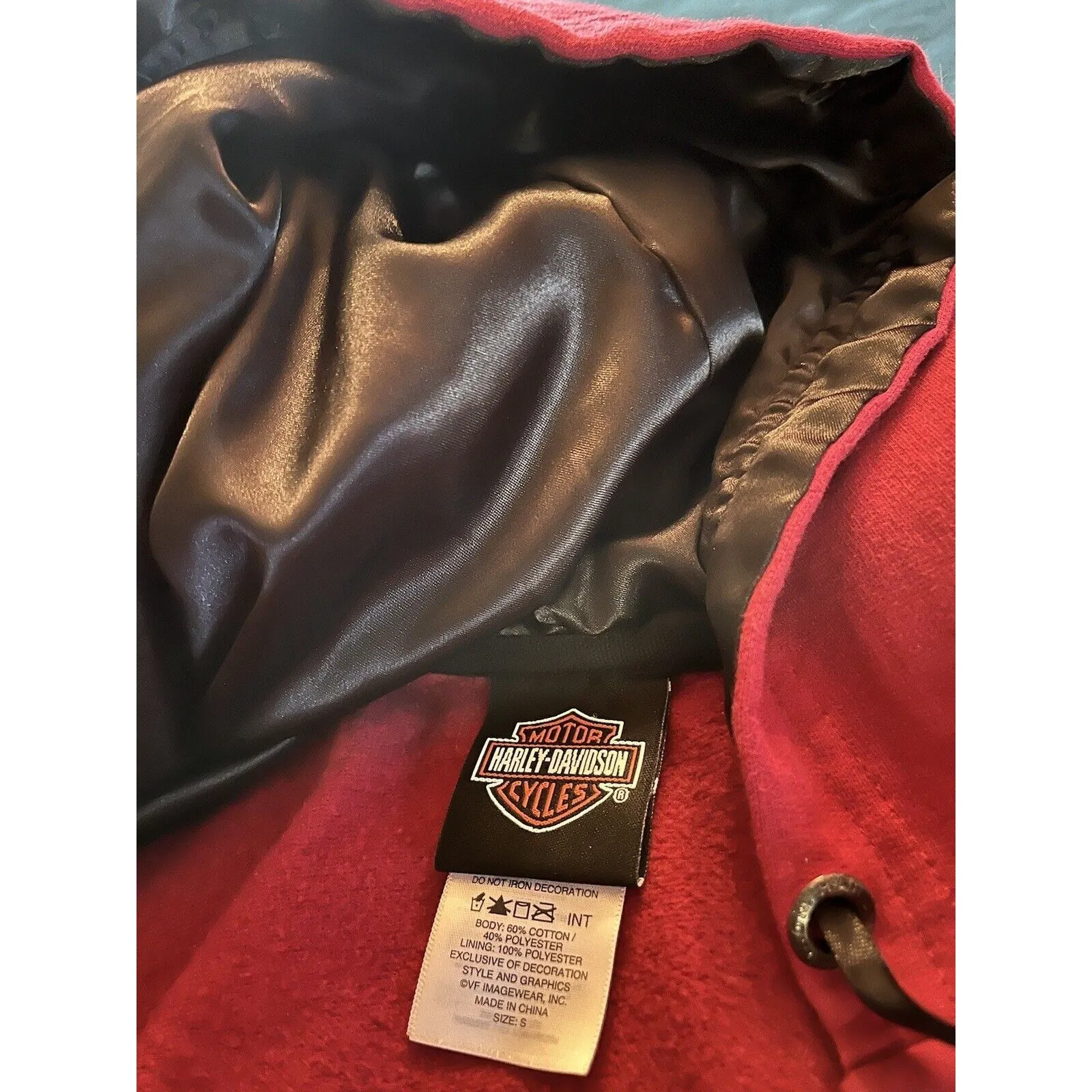 Harley Davidson Women’s Hoodie, Red With Black Embroidered Sequins, Zip Medium - Image 9