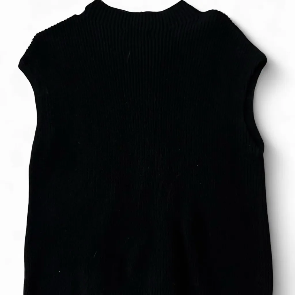Black sleeveless mock neck knit sweater. Size small. - Image 2
