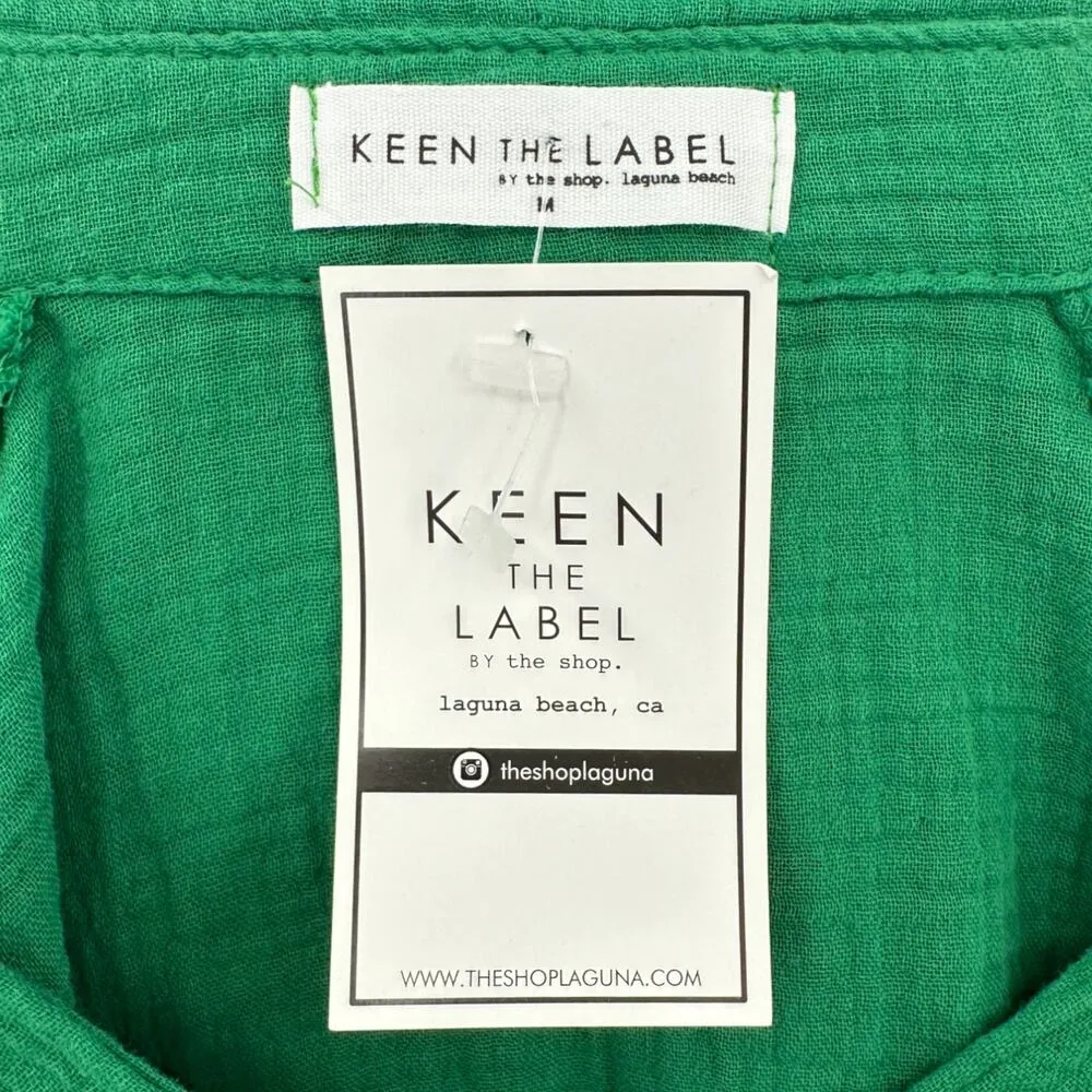 Keen The Label | NWT | M | Kelly Green Ciara Long Sleeve Collared V - Image 2