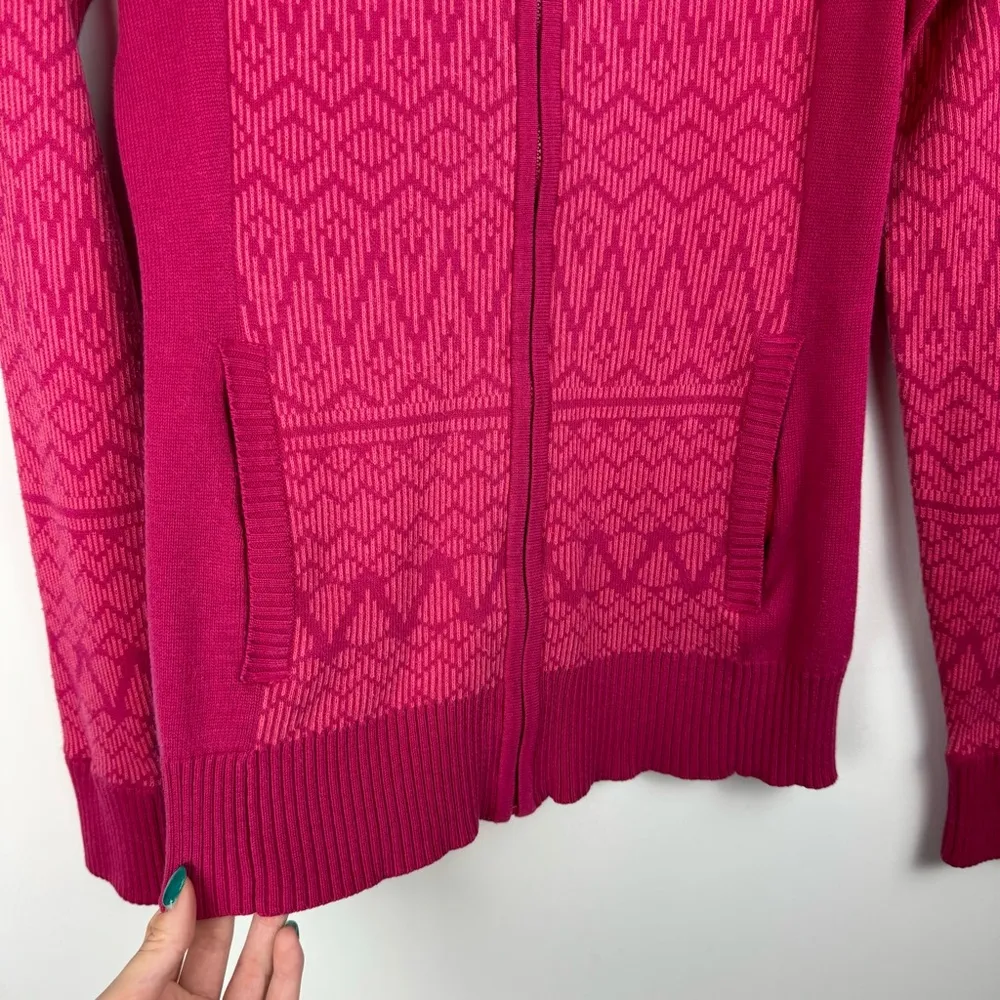 Athletic Knit Abstract Zip Sweater Jacket Sz XS Abstract Geometric Pink Ski - Image 6