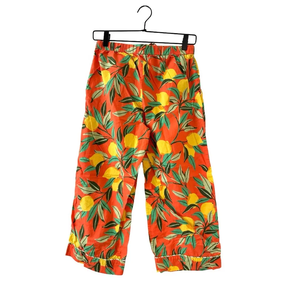 Printfresh Anthropologie Lemon Zest Lounge Pants XS Cropped Pajama‎ Cozy Orange - Image 2