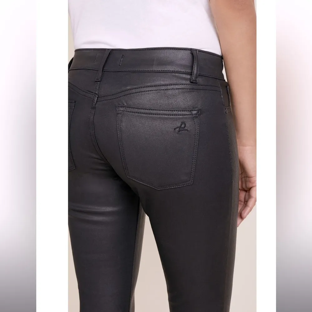 DL1961 Emma Power Legging Leather & Coated Waxed Skinny Jeans Black Size 24 NEW - Image 8