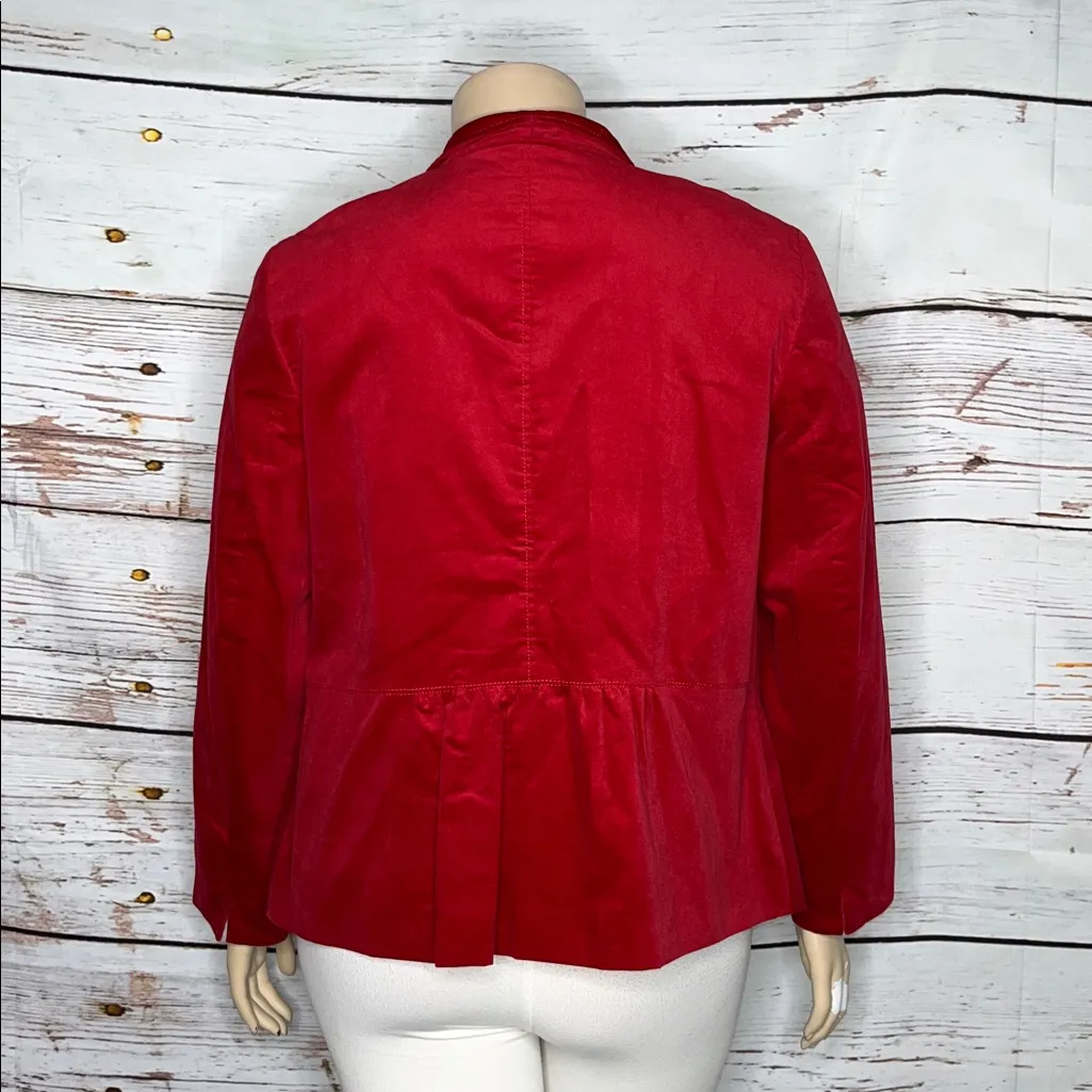 Talbots Woman NWT Size 16W Red Velvet Button Down  Blazer Jacket - Image 3