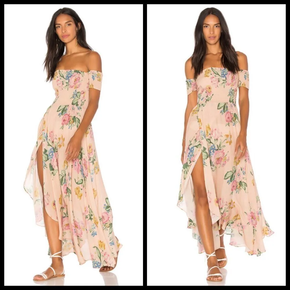 đź’•AUGUSTE x REVOLVEđź’• Boheme Goddess Maxi Dress ~ Blush Floral Print US 4 NWT Pink - Image 3