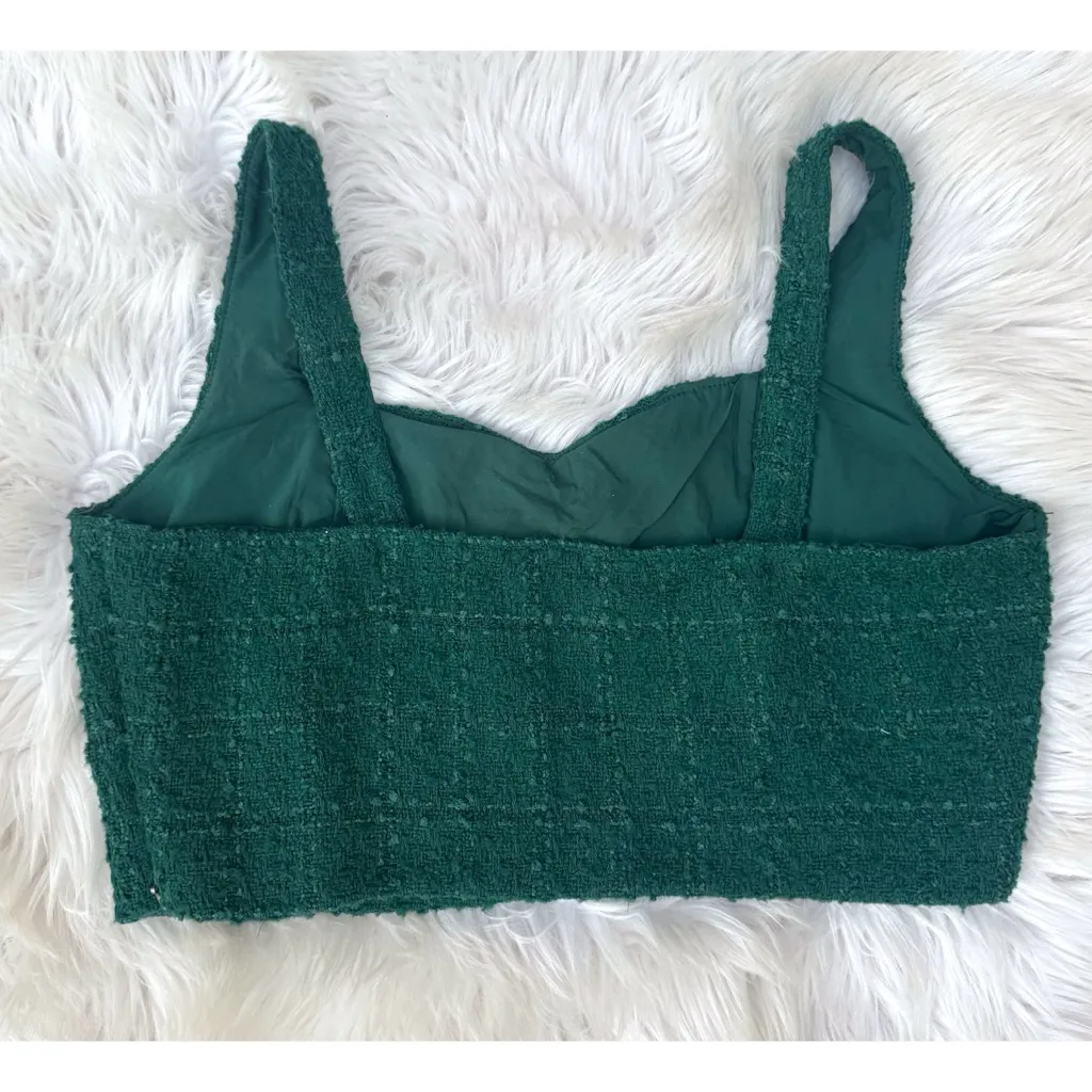 NWOT Abercrombie & Fitch Green Tweed Crop Top - Image 9