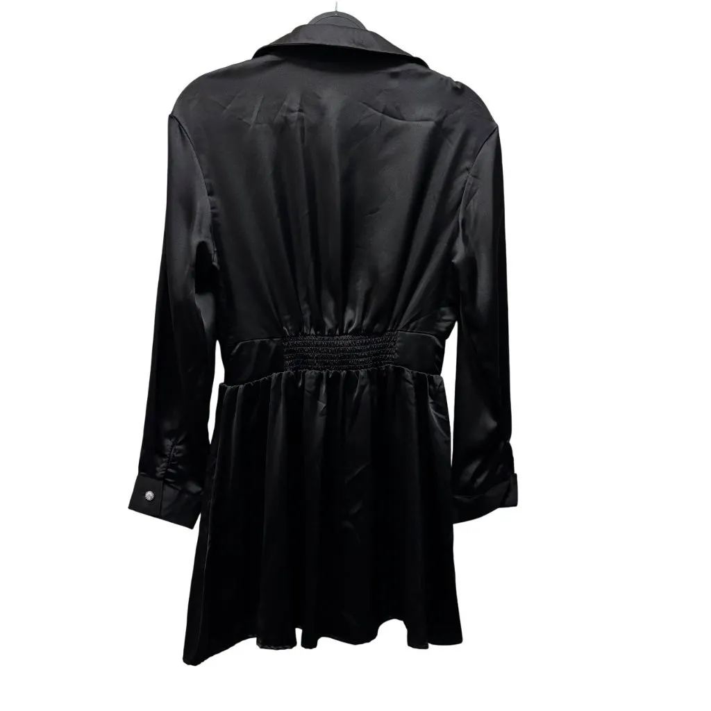 Zara Womens Satin Mini Dress Size M Black Long Sleeve - Image 5