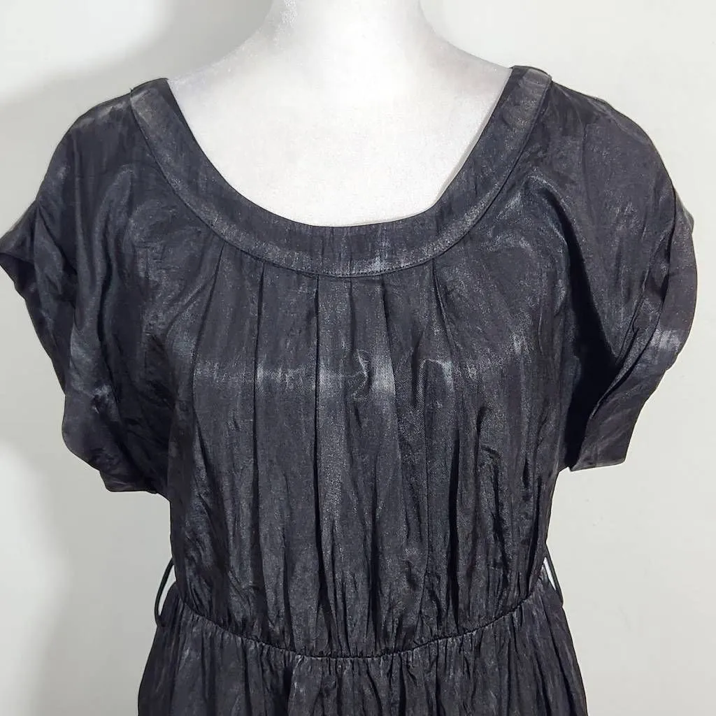 DO+BE Black Metallic Mini Dress Size Large Short Sleeve Black Party Dress - Image 3