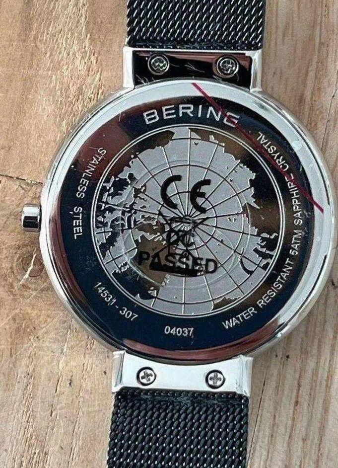 Bering Unisex Luxury Watch Blue Mesh Stainless Adjustable Bracelet Blue Dial NIB - Image 11