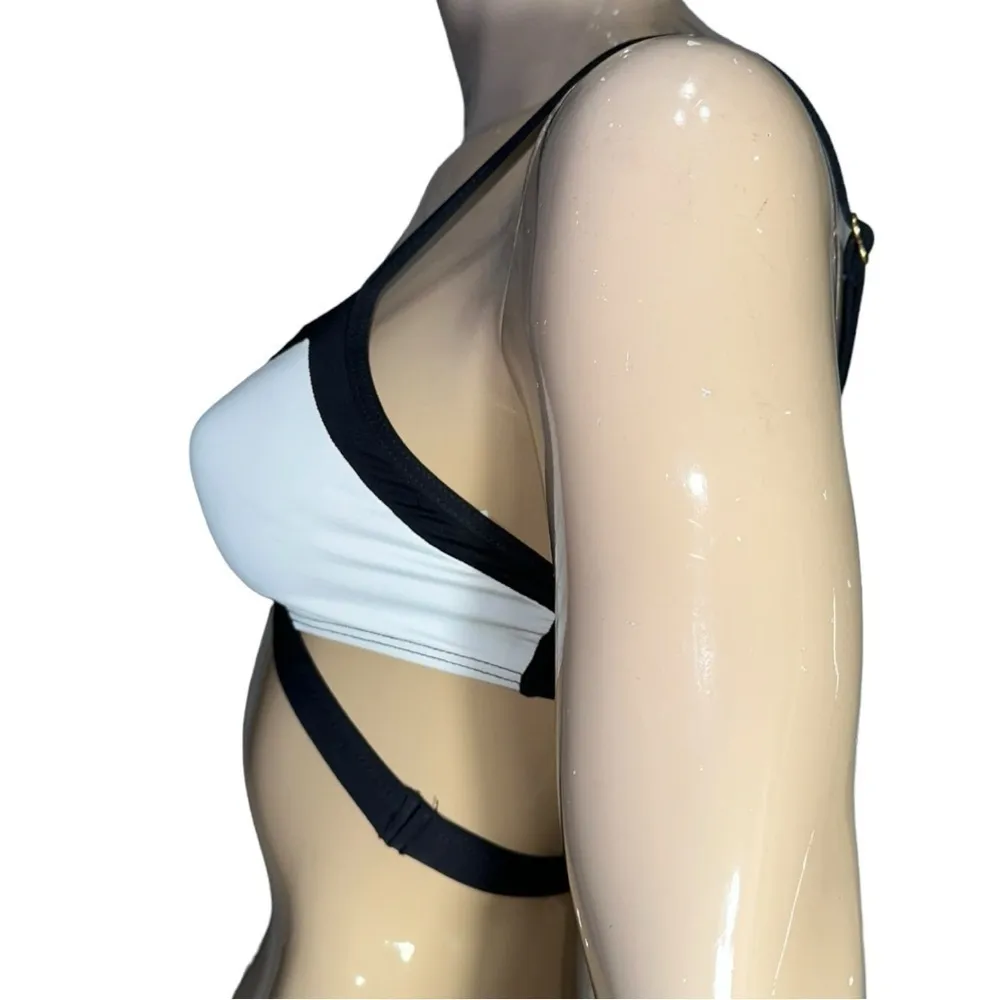 L*Space Women’s Size S Black White Colorblock Cut Out Bikini Top - Image 3