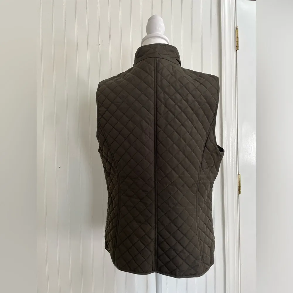 G.H. BASS Quilted Snap Front Collared Equestrian Outdoor Vest Olive Green Size L Size L - Image 7