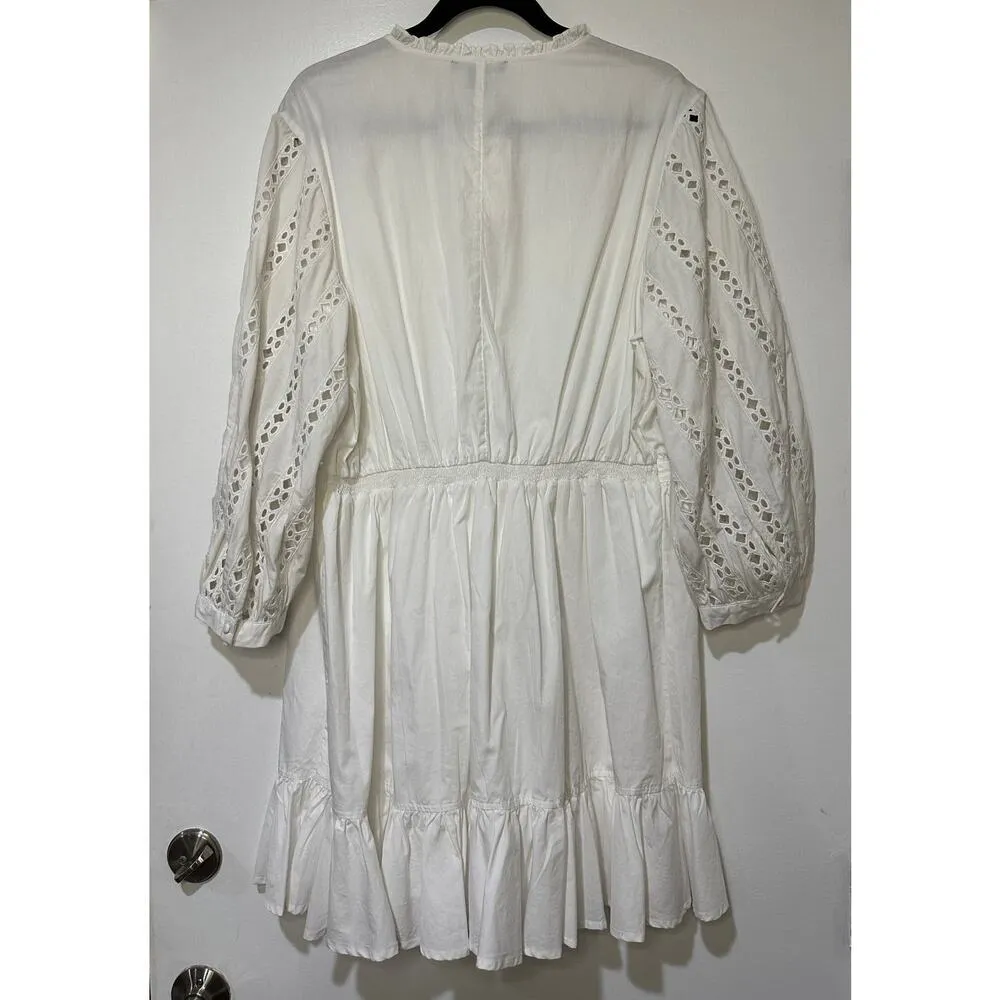 Something Navy Women's Size XXL Long Sleeve Dress White Eyelet Cinch Waist NWT - Image 9