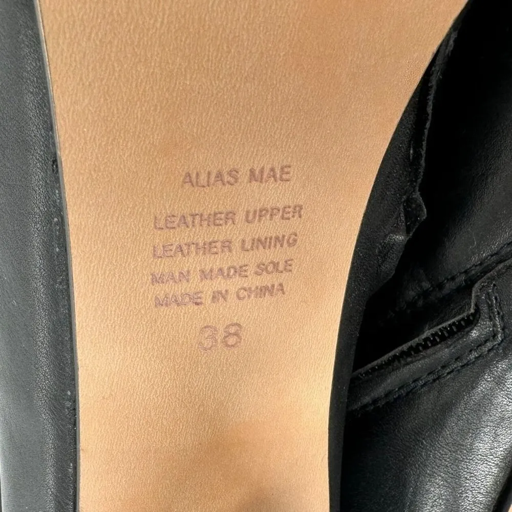 ALIAS MAE Black Leather Heeled Tall Boots Size 38 - Image 8