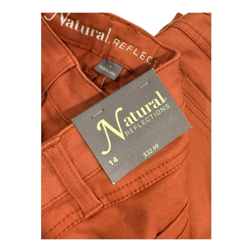 Natural Reflections Size 14 Campside Skimmer Capri Pants Baked Clay Orange NWT - Image 7