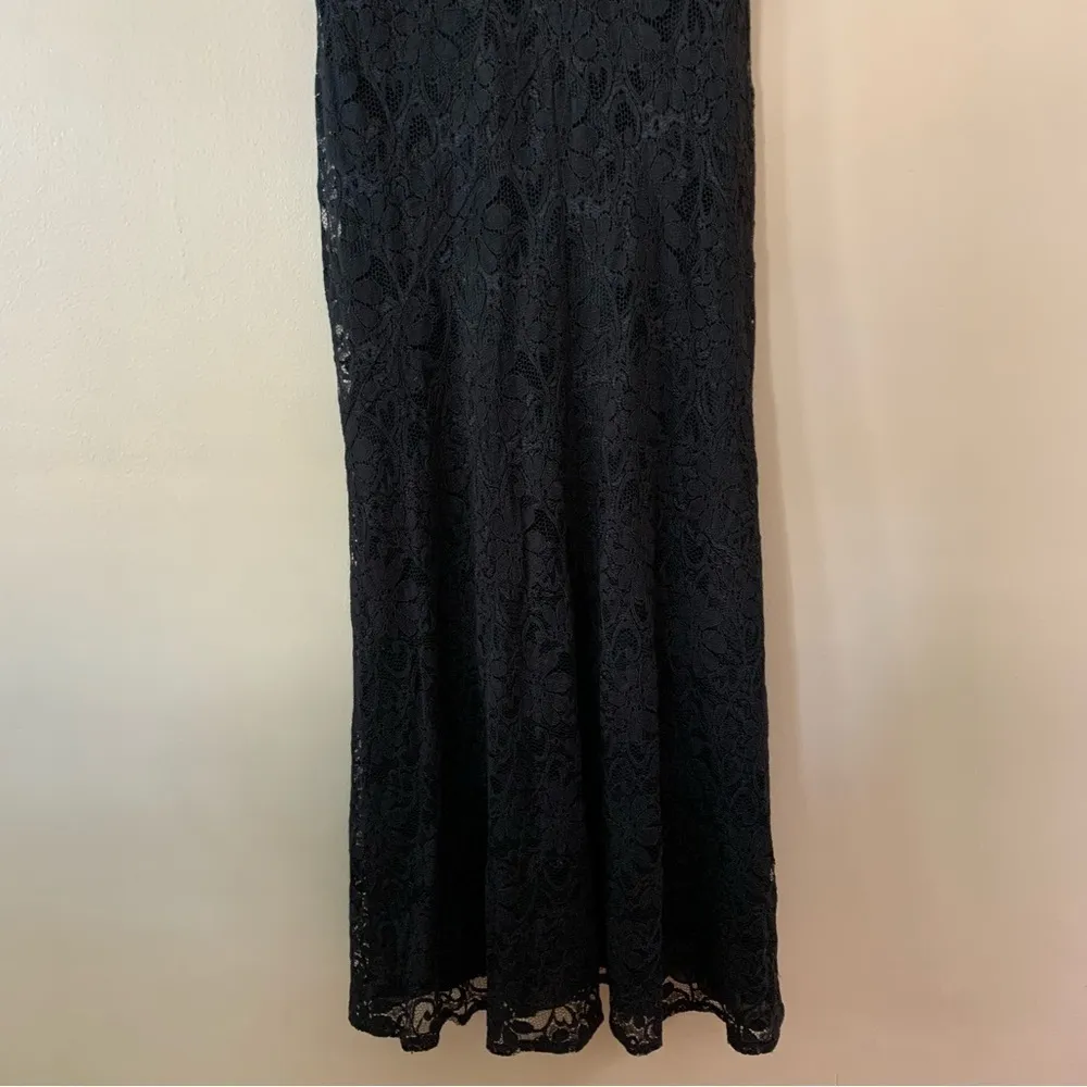 Vintage Laura Ashely Black Lace Sleeveless V-neck Maxi Cocktail Dress Size 6 - Image 8