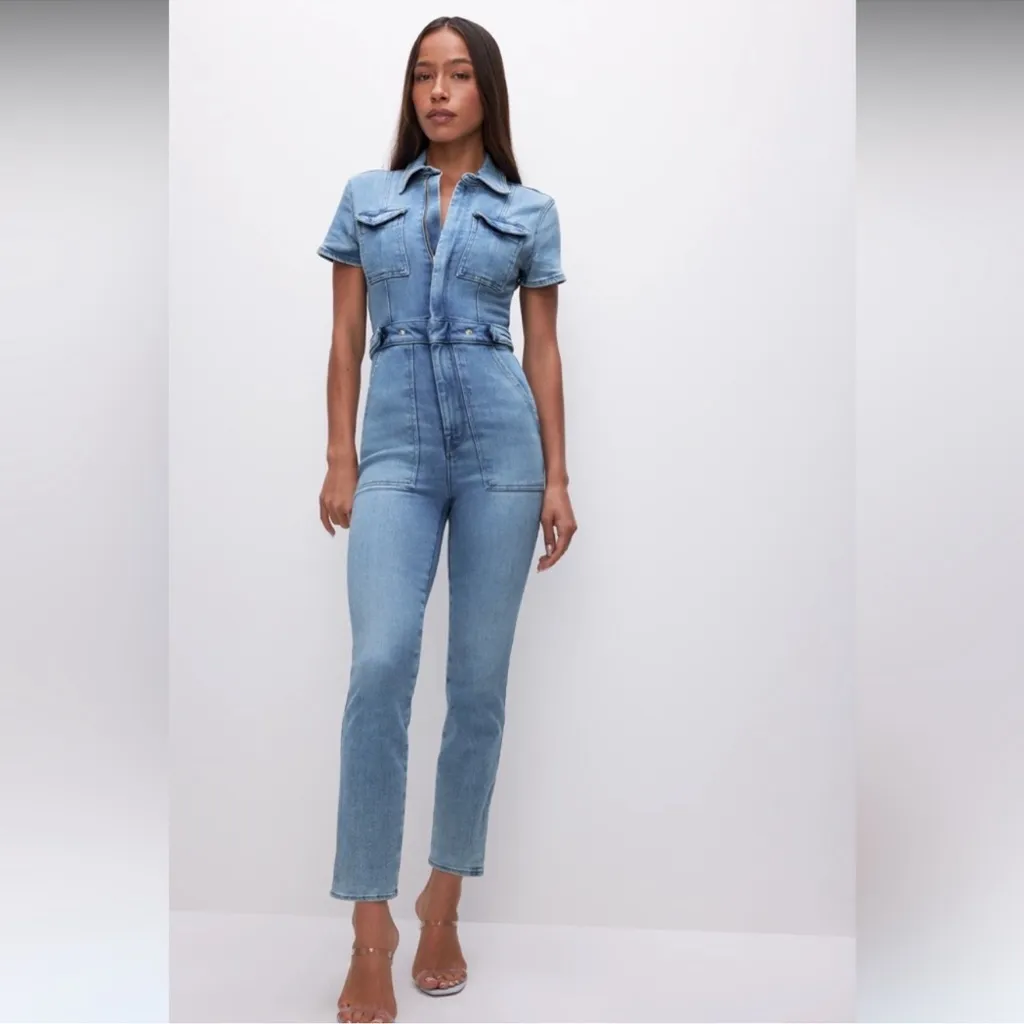 Good American Light Blue Denim Jumpsuit - Image 3