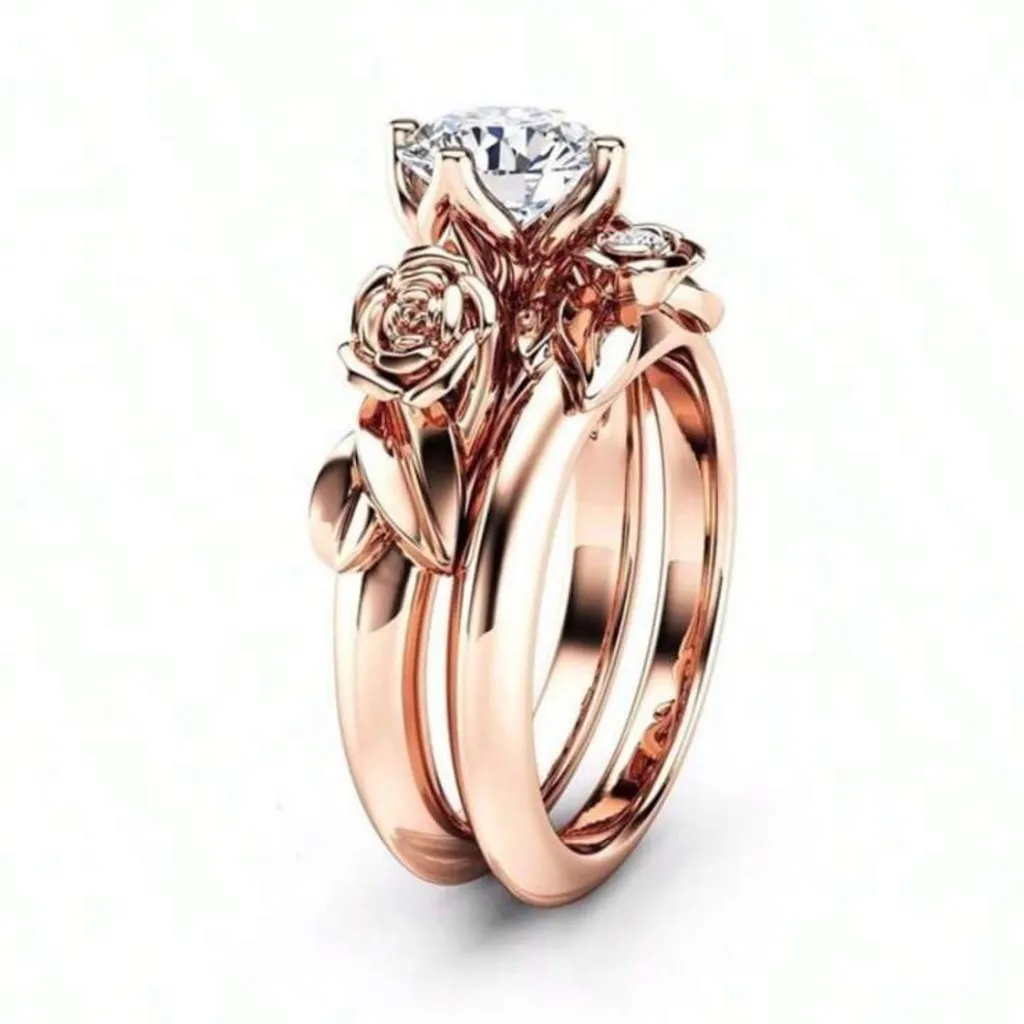 1.04 Carat Round Shape Moissanite Rose Flower Engagement - Image 4