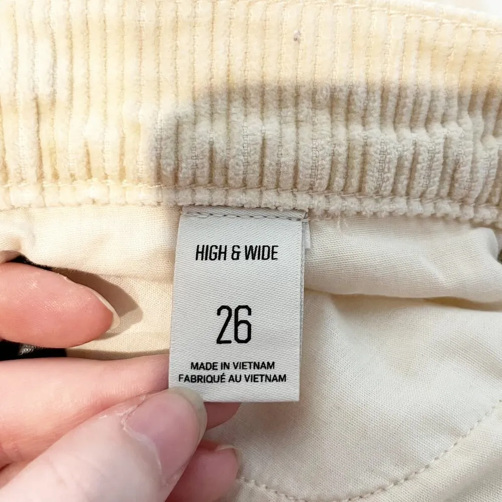BDG High & Wide Corduroy Cotton Wide Leg Pants Cream 25 / 0 - Image 4