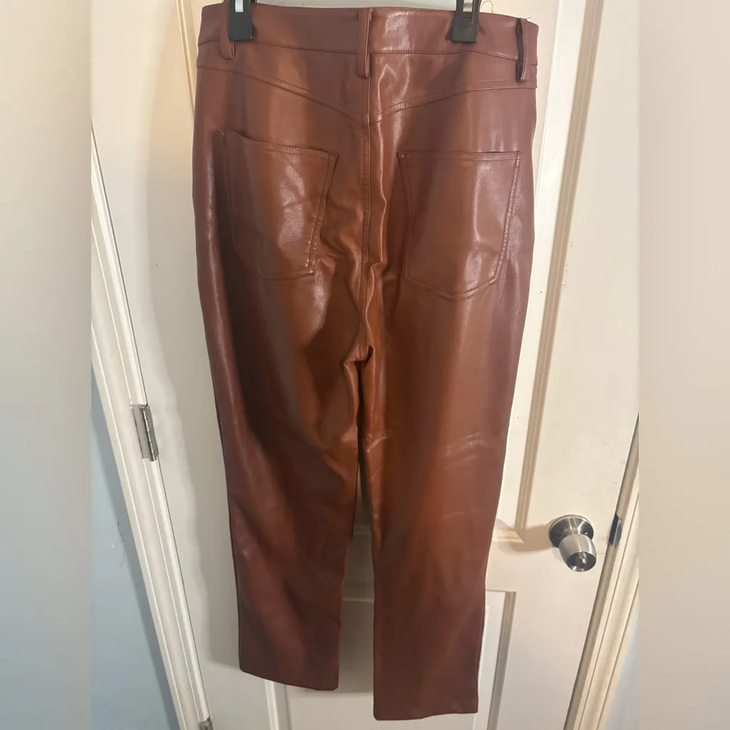 BB Dakota Steve Madden brown leather pants EUC size large - Image 4