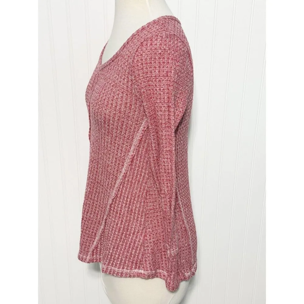 Almost Famous Knit Scoop Neck Long Sleeve Top Heather Reddish Pink Size Medium‎ - Image 9