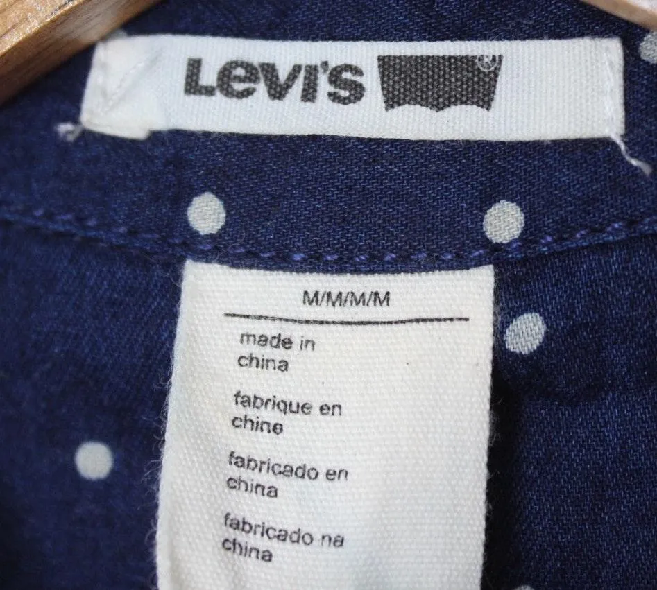 | Navy/Denim White Polka Dot Button Up - Image 5