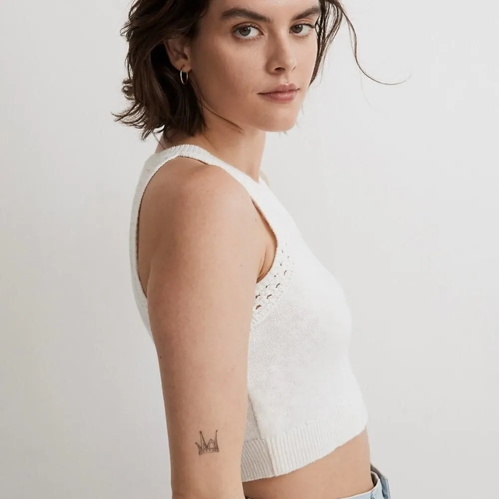 Madewell Crochet-Trim Crop Sweater Tank in Lighthouse White Size XS NWT - Image 3