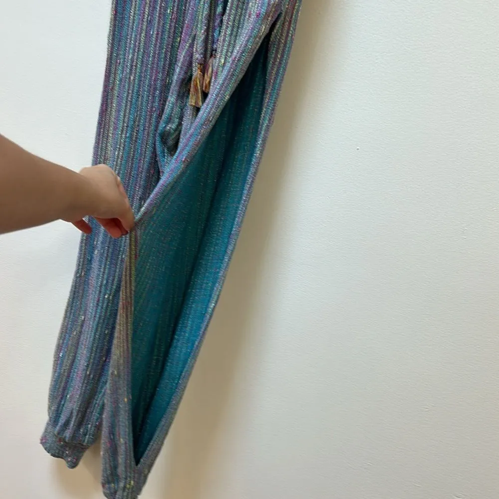 Majorelle Lisbon Jumpsuit in Rainbow Stripe Size‎ XS Halter Split Hem Boho - Image 10