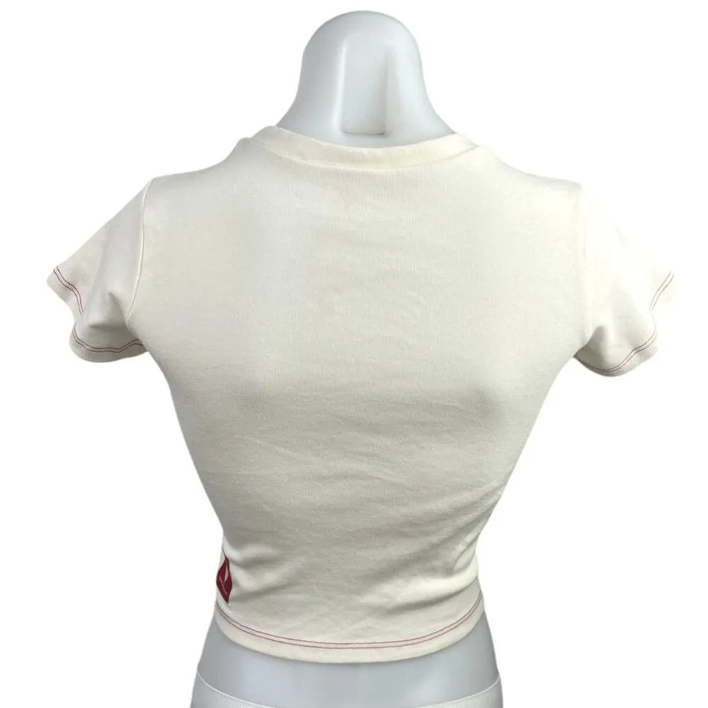 FruitFace Cream Brown San Francisco Rodeo Graphic Baby Tee Crop Top T Shirt Sz S - Image 2