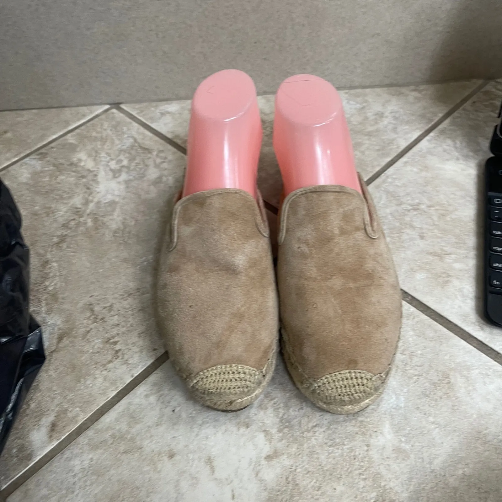 Sam Edelman Kerry Women's Suede Espadrille Mules Slides Loafers 8M Beige READ - Image 2