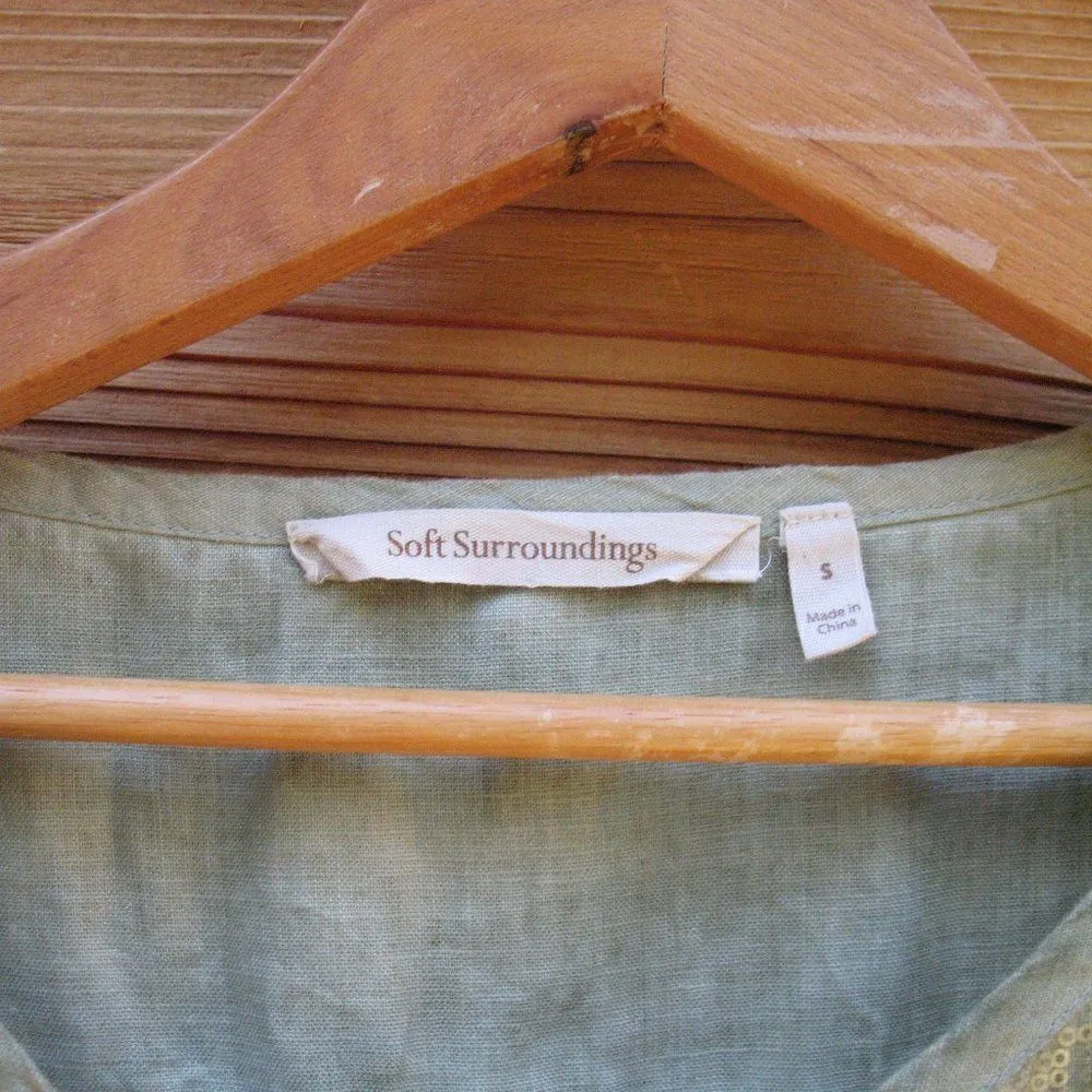 Green Sequin Linen Tunic Top - Image 8