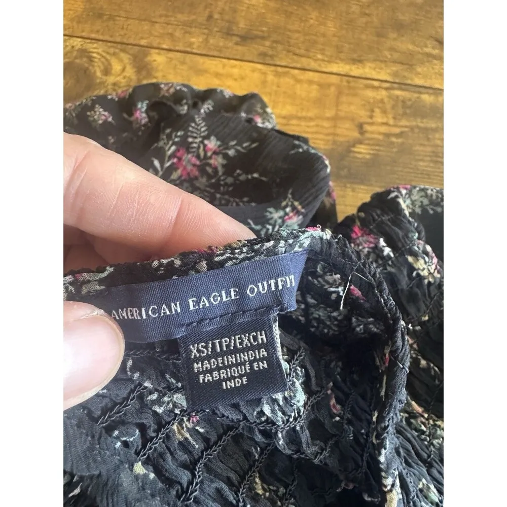 American Eagle Womens Blouse XS Floral Bohemian Bell Sleeve Fairycore Festival - Image 9