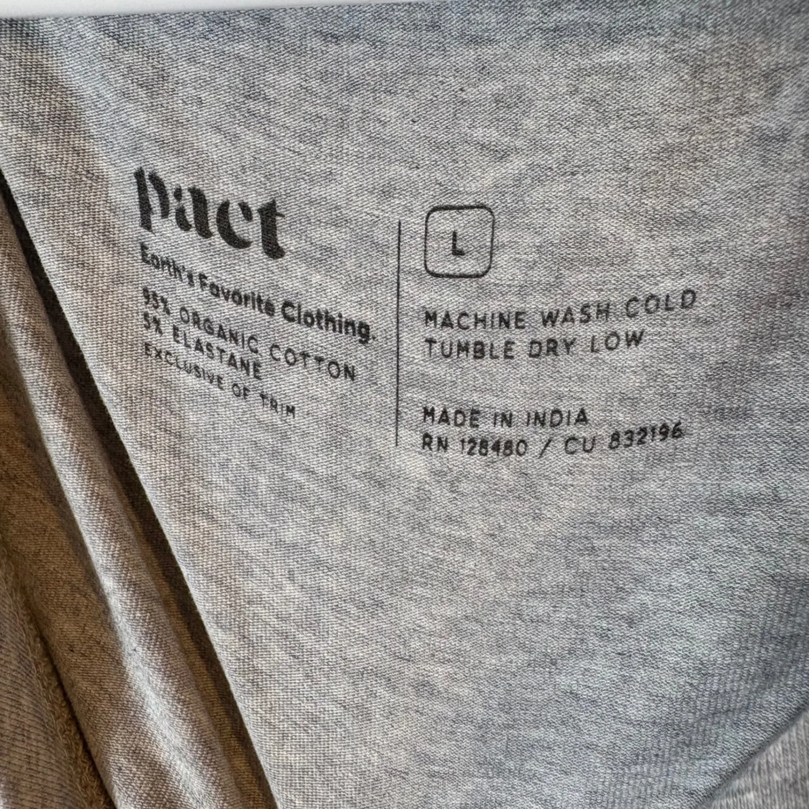 Pact Gray Organic Cotton Tank Top Size Large Cropped Sleeveless‎ - Image 3
