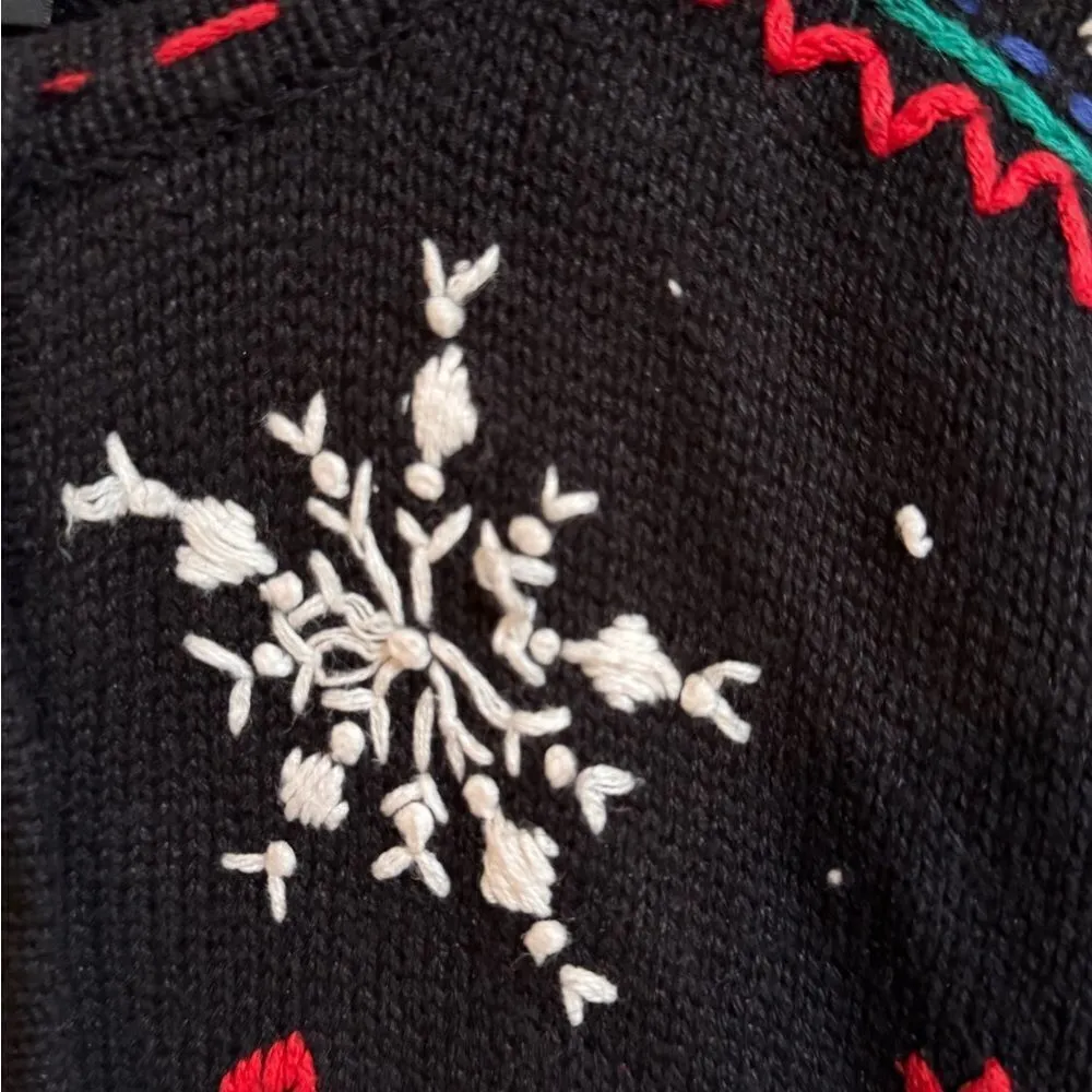 Designer Original Studio Black Christmas Holidayy Embroidered sweater size L Red Size L - Image 10