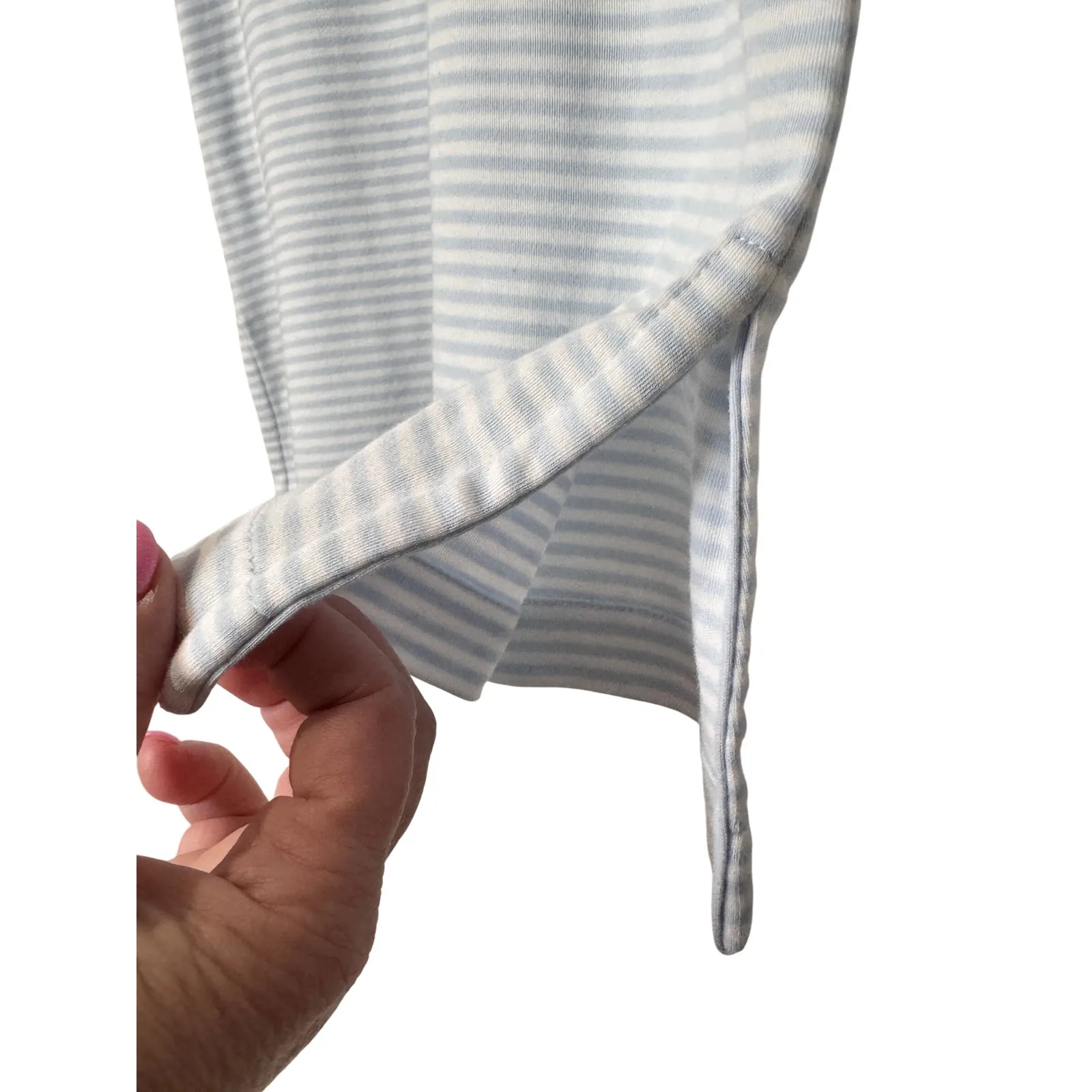 Joan Vass Striped Tank Top Blue White Cotton Sleeveless M/1 Casual - Image 2