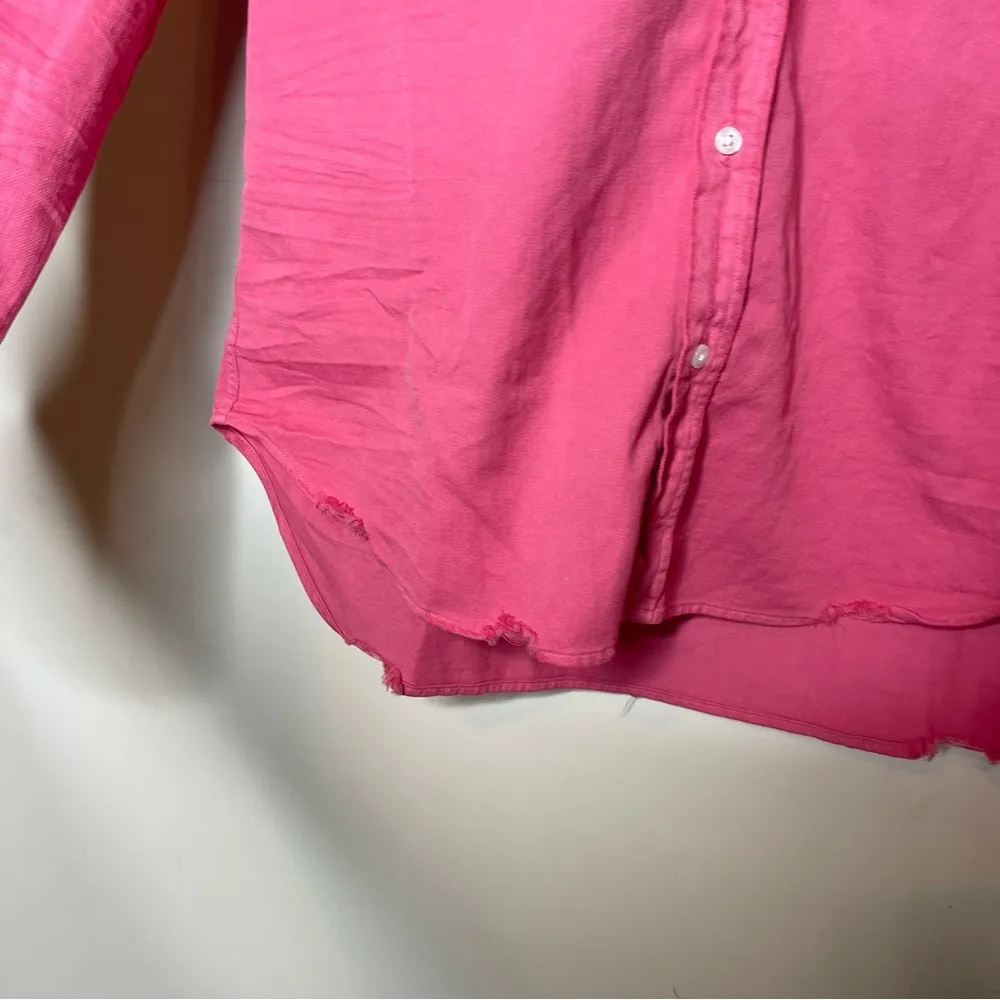 Frank & Eileen EILEEN Woven COTTON BUTTON-UP SHIRT IN MAGENTA PINK sz XS - Image 4