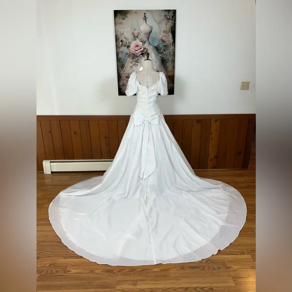 Gorgeous Vintage 1970s/80s Drop Waist Wedding Gown! White Size 8 - Image 7