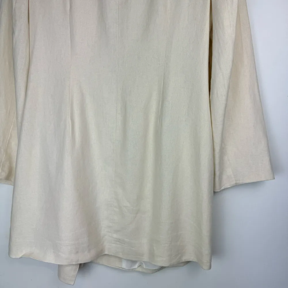 NWOT ZARA Linen Blend Blazer Dress Sz Large Pleated Button Wrap - Image 14