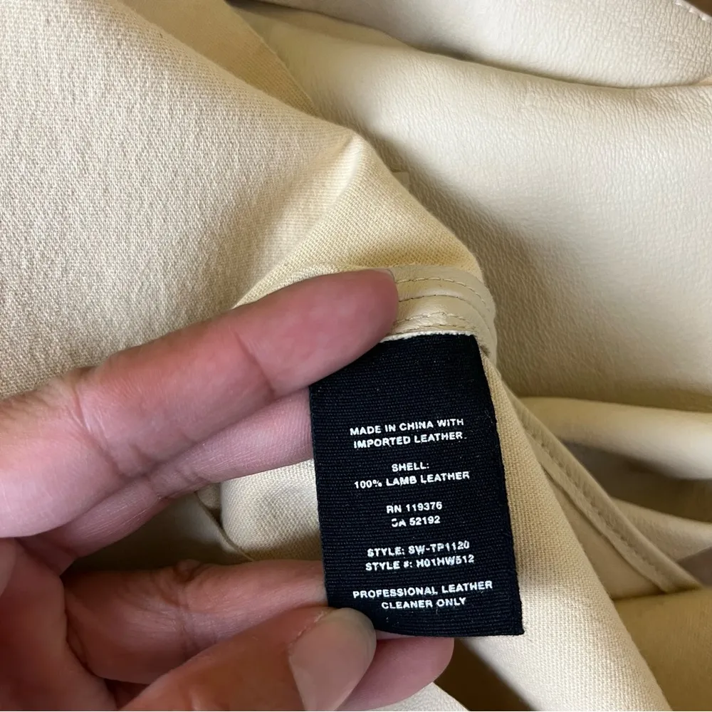 Helmut Lang Ivory One Shoulder Lamb Leather Top - Image 9