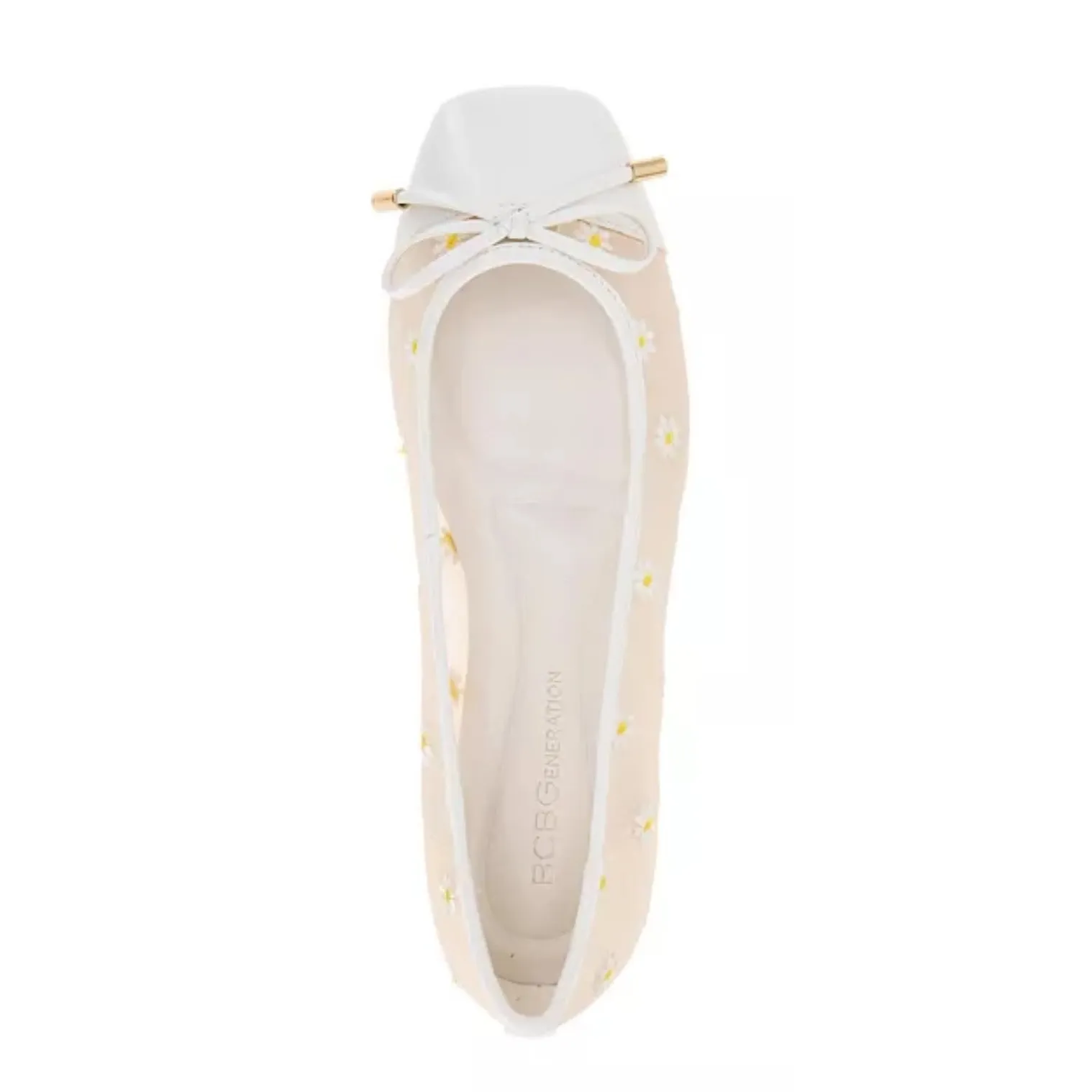 BCBGeneration Women's Hartly Square Toe Ballet Flats in White Daisy. Size 7 - Image 2