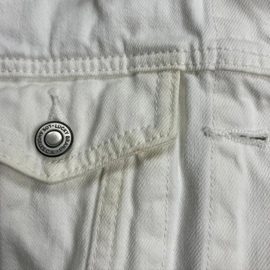 Lucky Brand The‎ Tomboy Trucker Jacket White Denim Size M/M Classic - Image 6