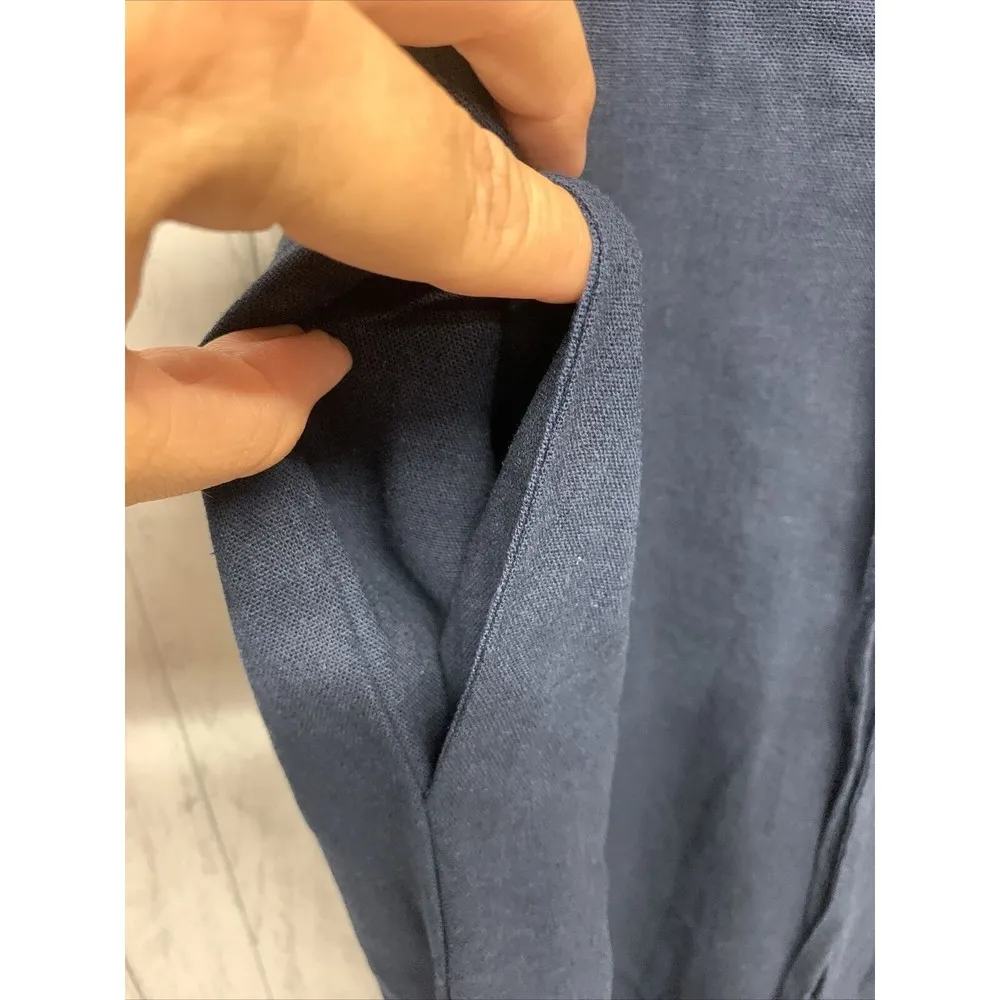 Womens Size S Drew Anthropologie Linen Blend Jumpsuit Navy EUC - Image 4