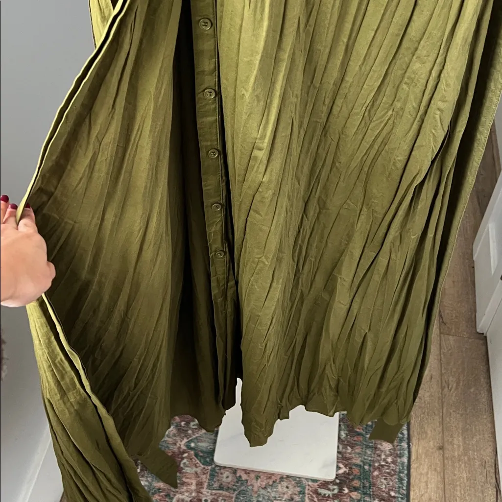 ZARA ZW COLLECTION GREEN BELTED WRINKLE MIDI TO MAXI DRESS XS $189 - Image 7