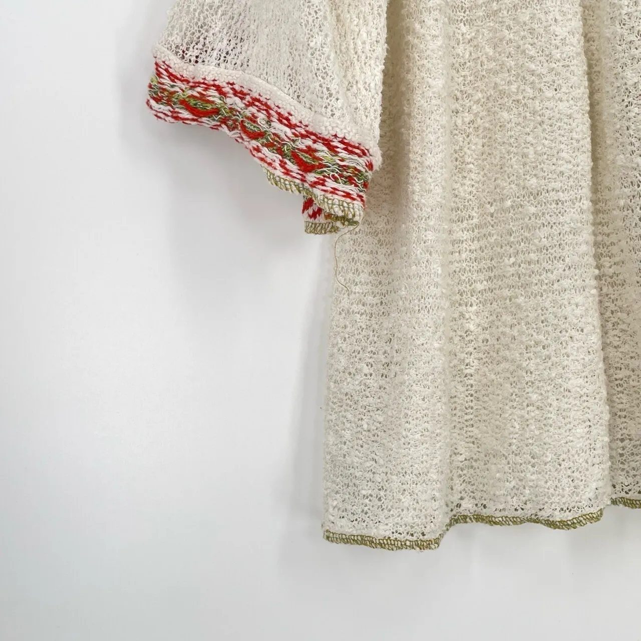 Free People Embroidered Knit Tunic Top Cream Multi Color Bell Sleeve Boho Size S - Image 3