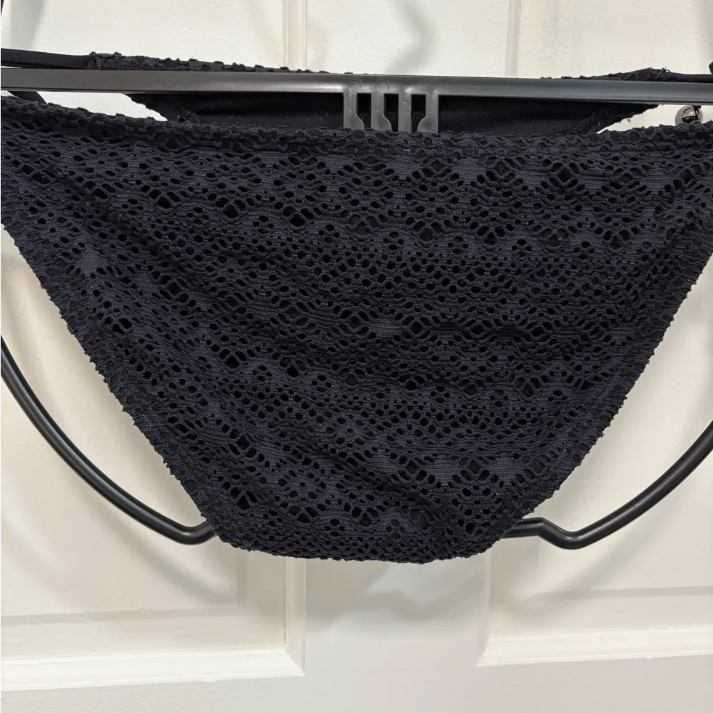 Old Navy Floral Bikini Black/White eyelet bottom bandeau top medium bottom small - Image 6