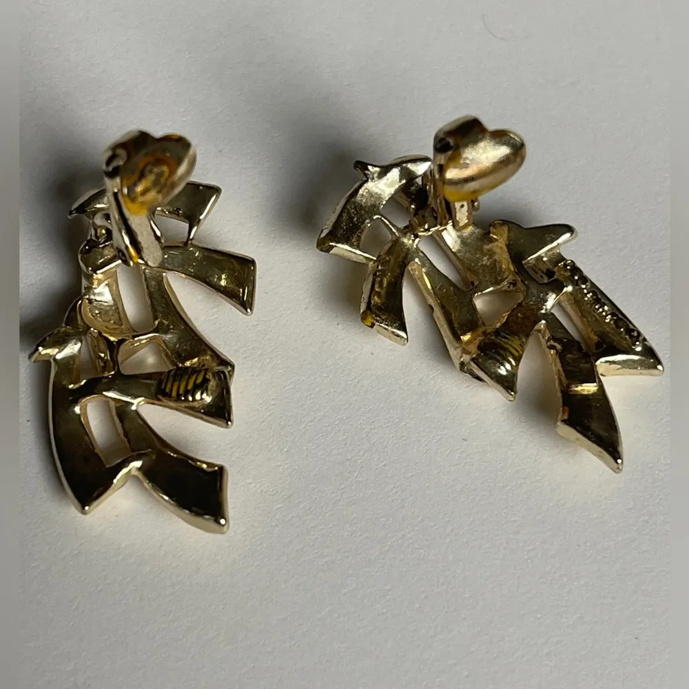 Vintage Coro clip earrings Yellow - Image 3