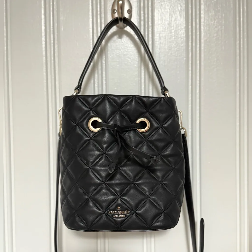 Kate spade Natalia small quilted black leather bucket bag crossbody - Image 6
