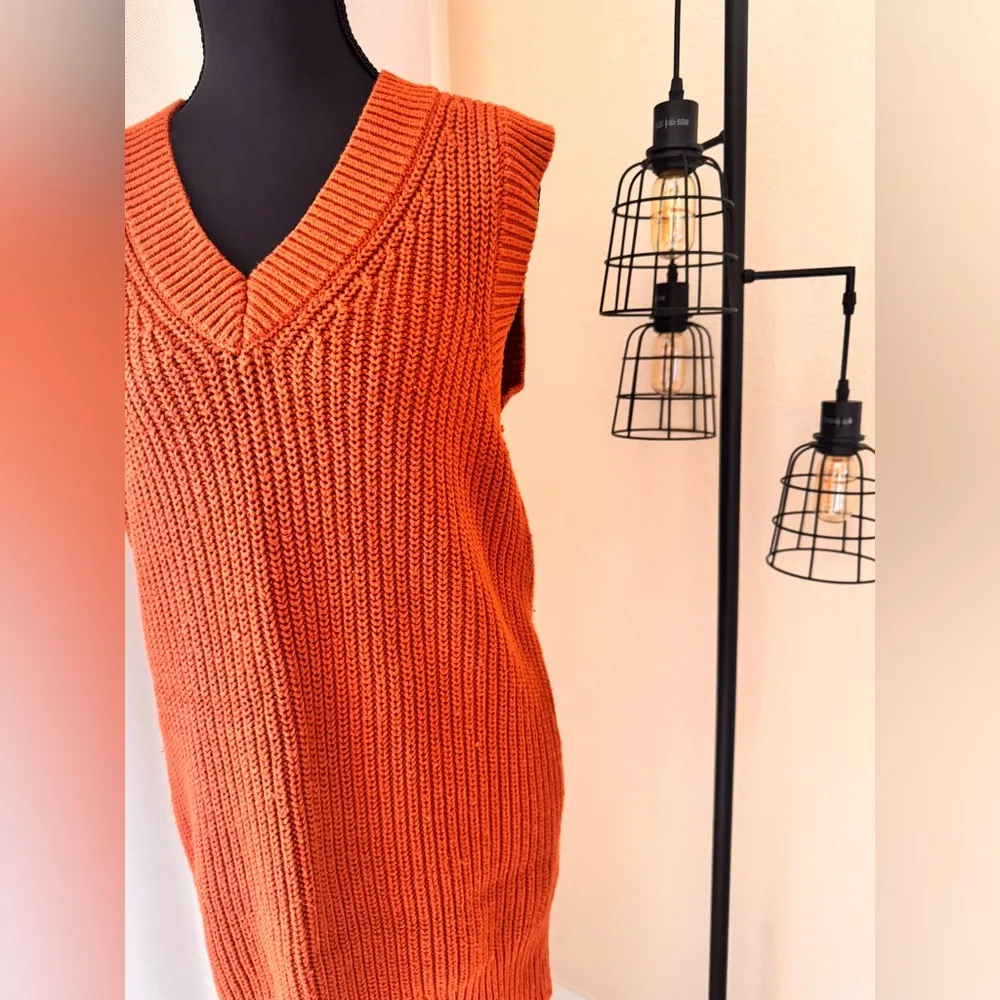 Abercrombie & Fitch Rust Sweater Dress XS Cozy Knit Short Sleeve Fall Outfit - Image 3