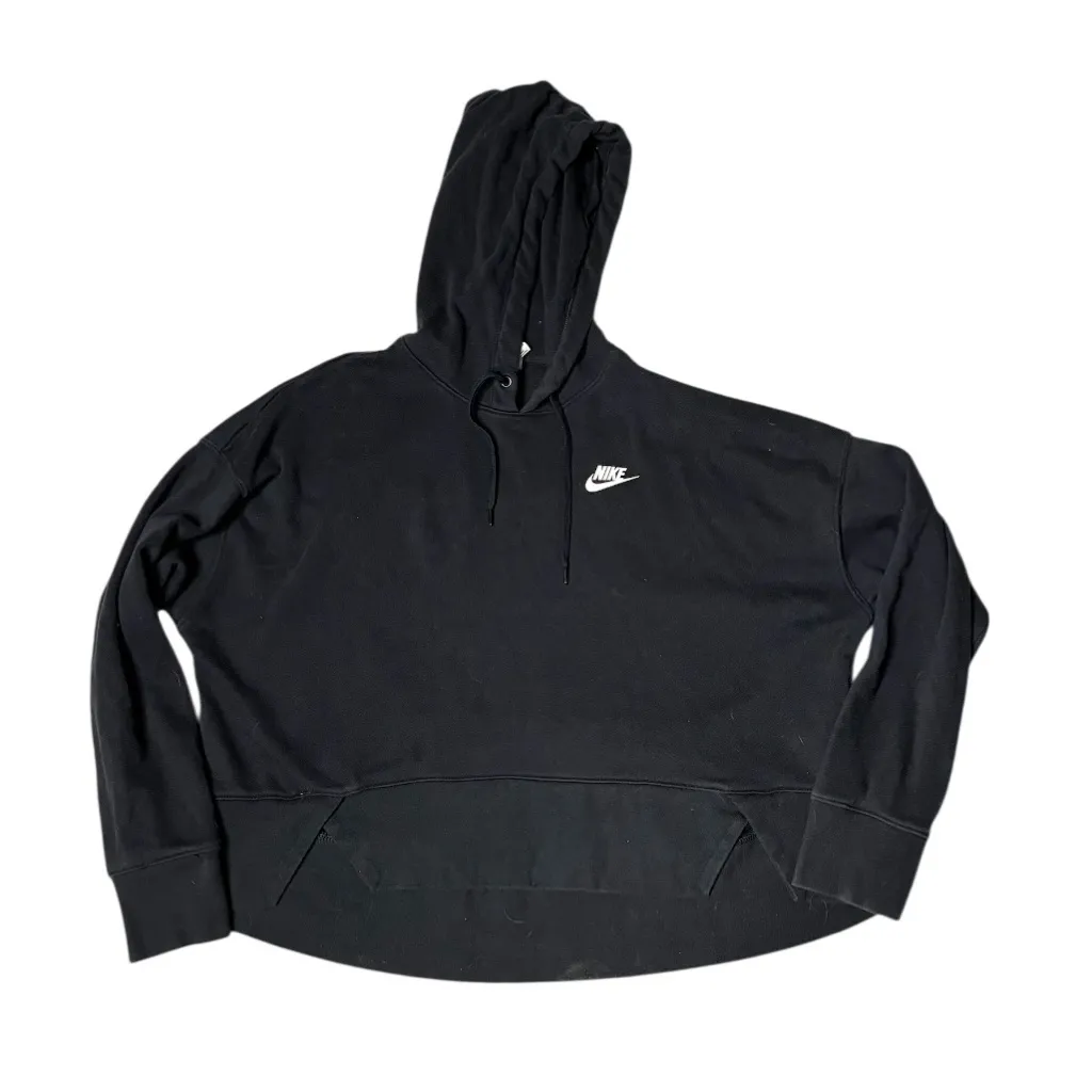 NIKE Navy Blue Hoodie High Low Boxy Cropped Fit Side Slits Womens Size Small - Image 3