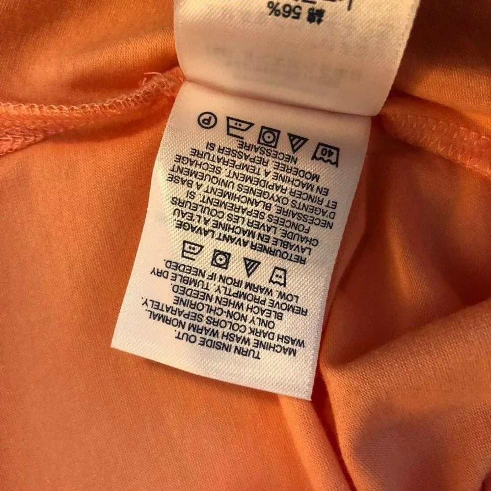 Lands End Womens Top Tunic 3/4 Sleeve Split Neck Knit Stretch Pink Orange S - Image 5